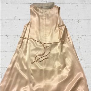 Cream shift dress with satin finish (size: medium)